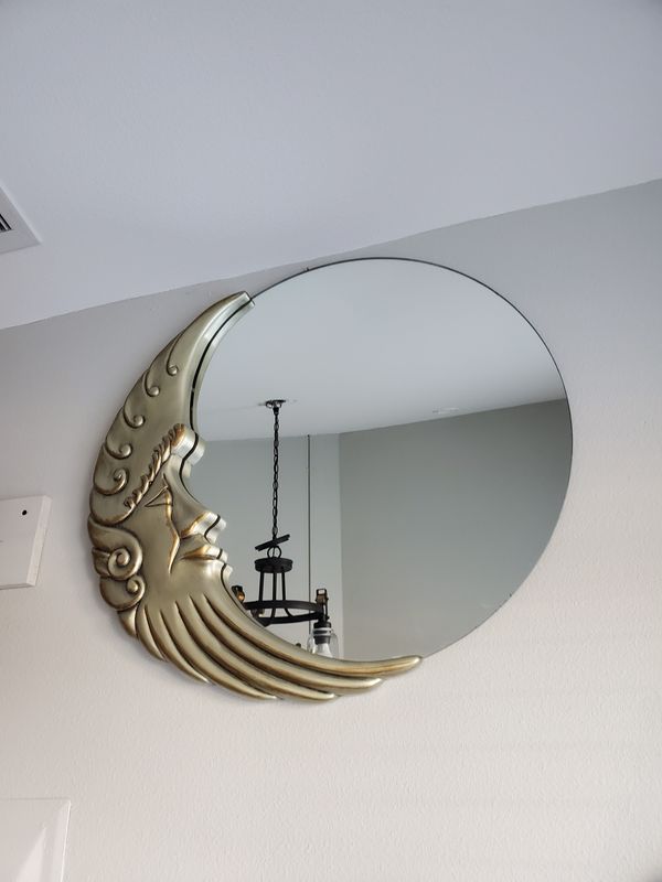 Gold Crescent Moon Vintage Mirror
