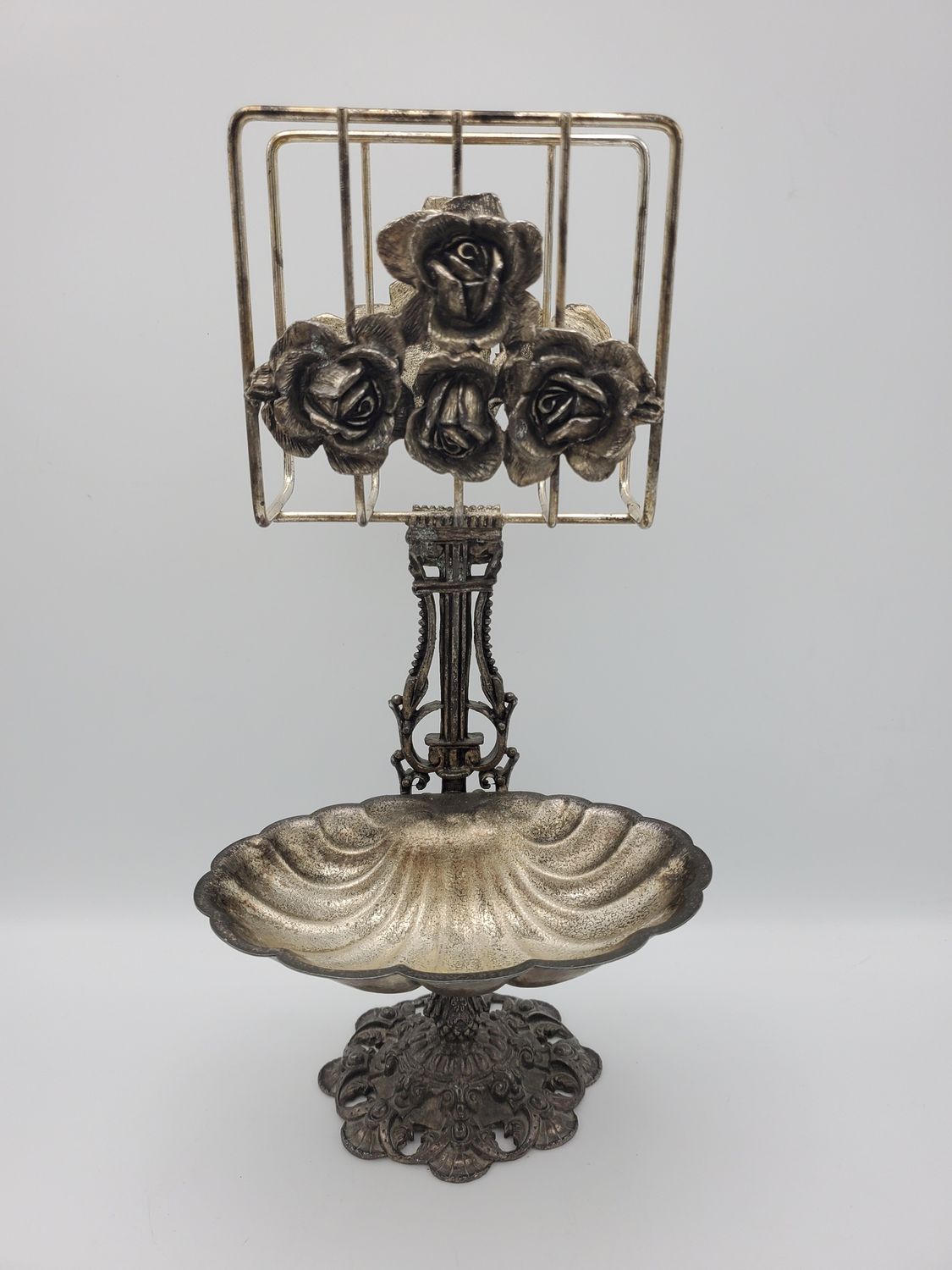 Roses metal napkin holder &amp; clam shell