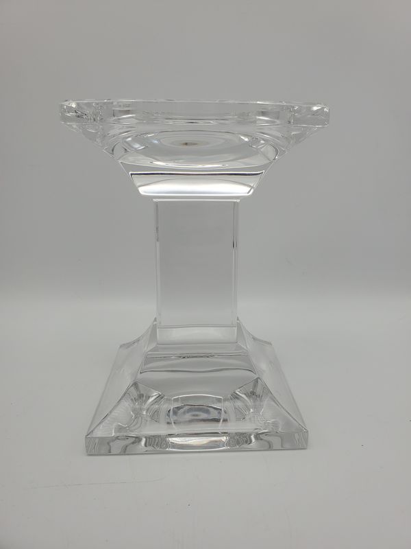 Clear Glass Square Column Candle Holder