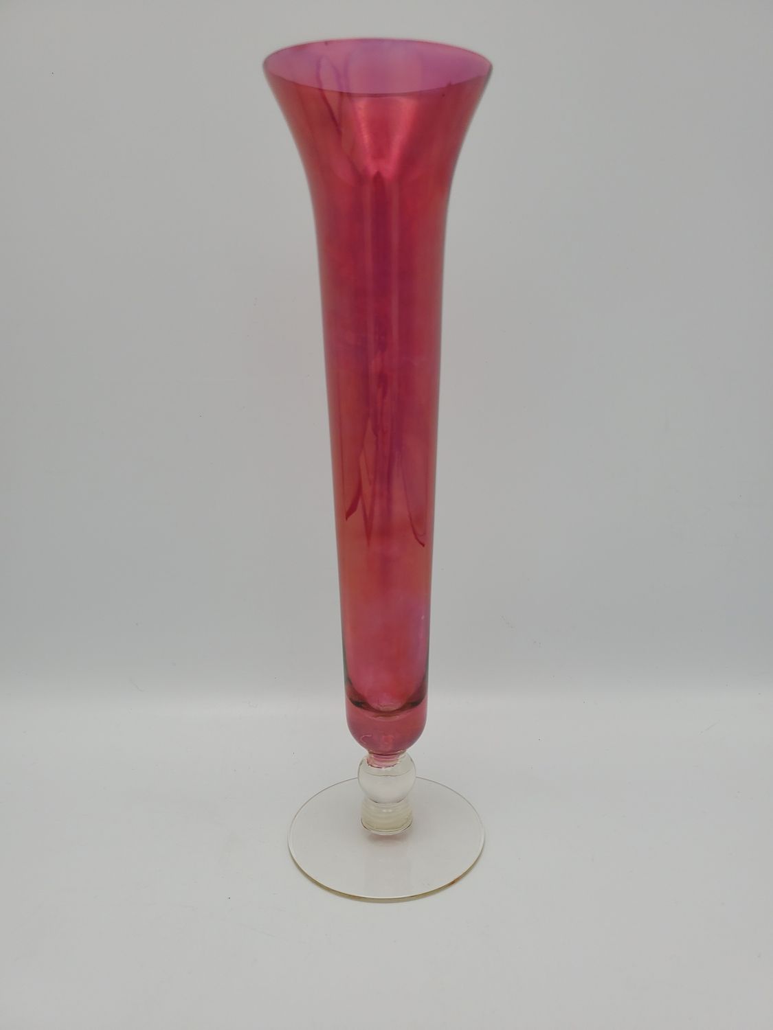 Pink Glass Trumpet Vintage Bud Vase