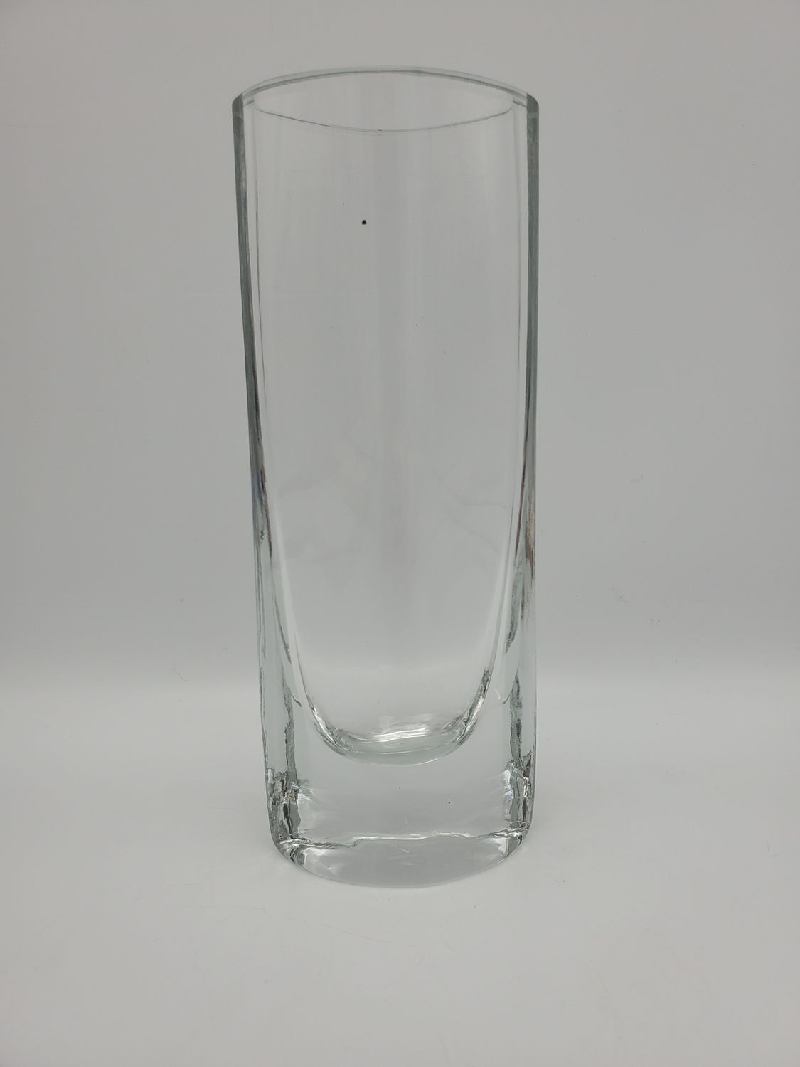 Modern Sculpted Clear Oval Glass Vase