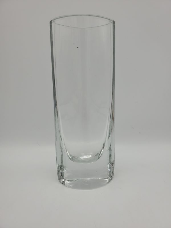 Modern Sculpted Clear Oval Glass Vase