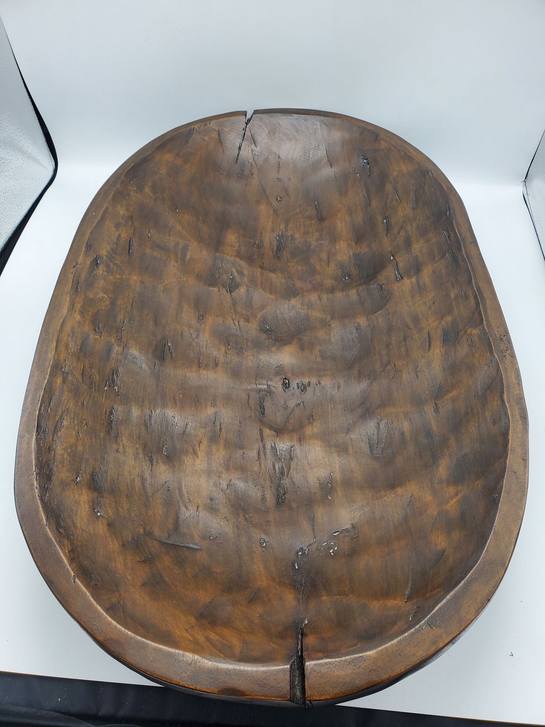 Oblong wood trench bowl