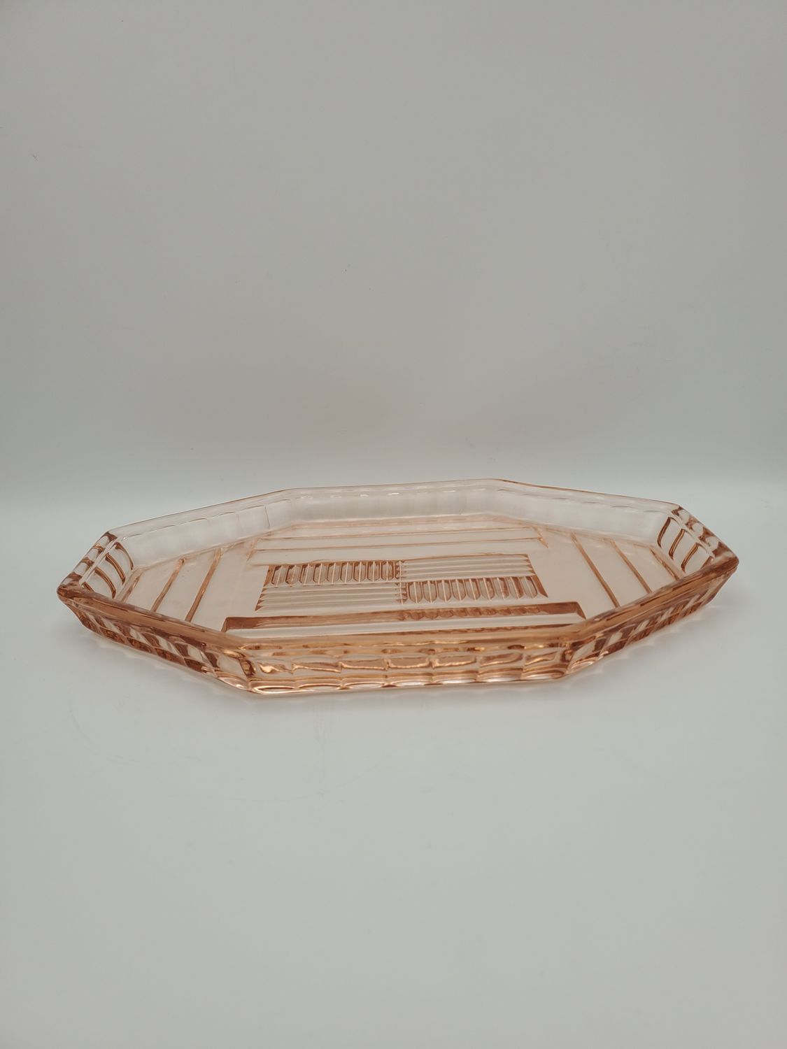Pink octagon art deco tray