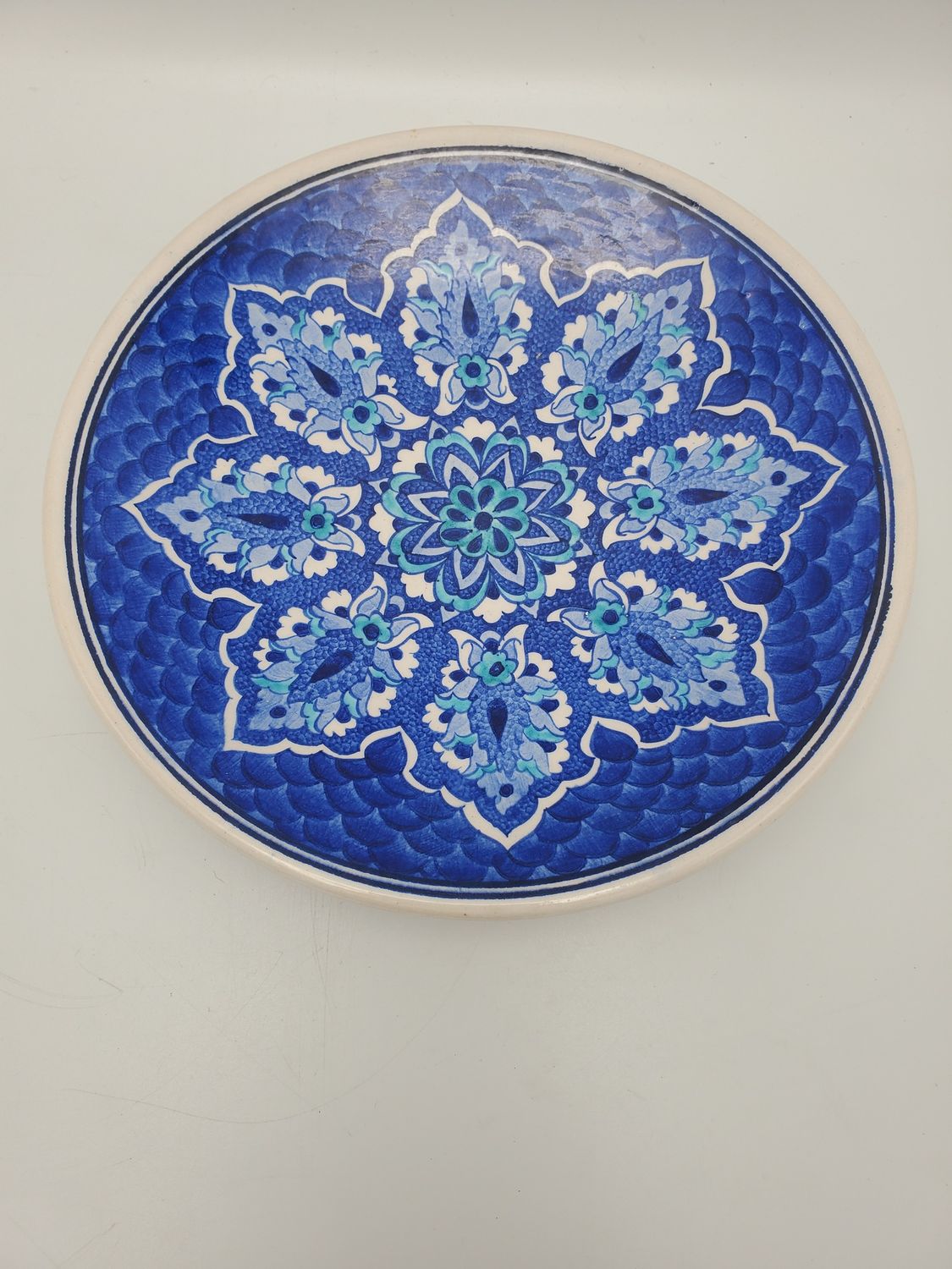 Iznik Blue Snowflake Deseni Hand-Painted Turkish Ceramic Plate