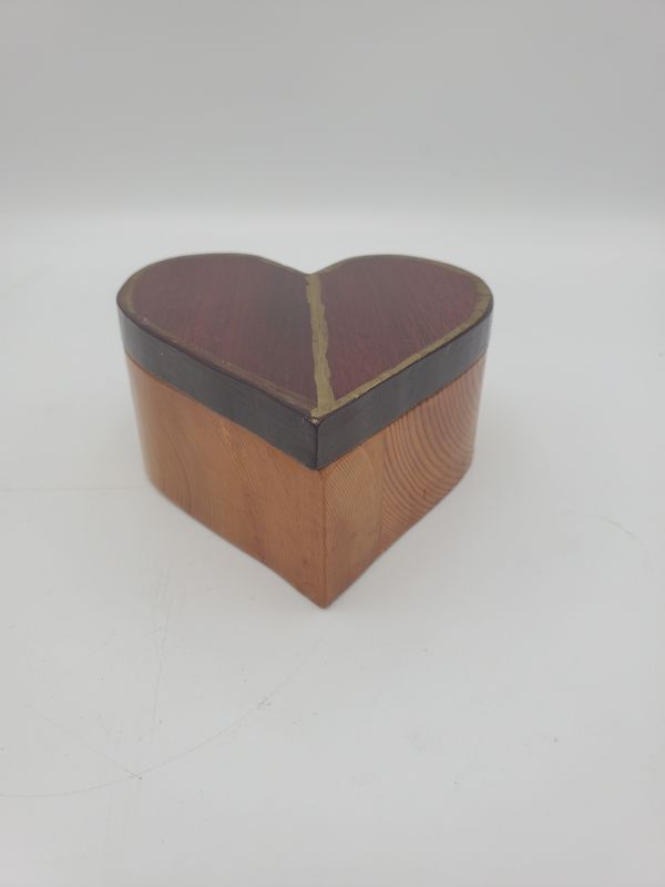 Heart-Shaped Handmade Wooden Trinket Box