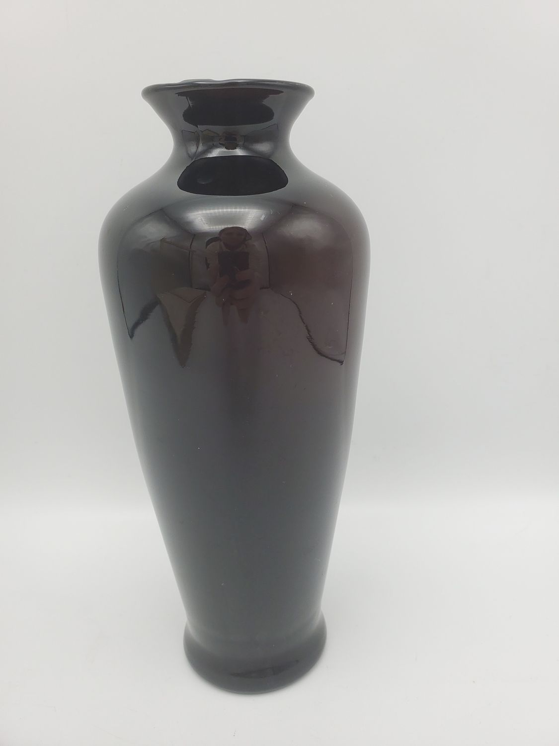 Flared Neck, Tapered Vintage Black Amethyst Vase