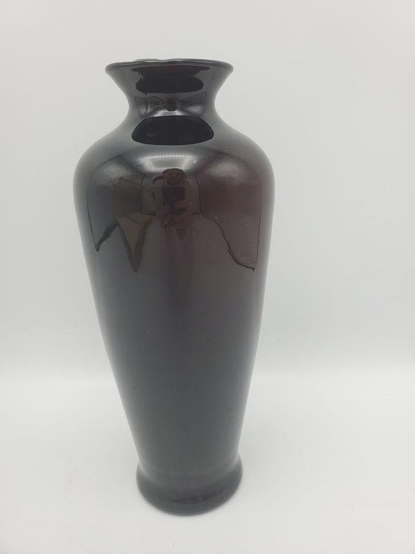 Flared Neck, Tapered Vintage Black Amethyst Vase