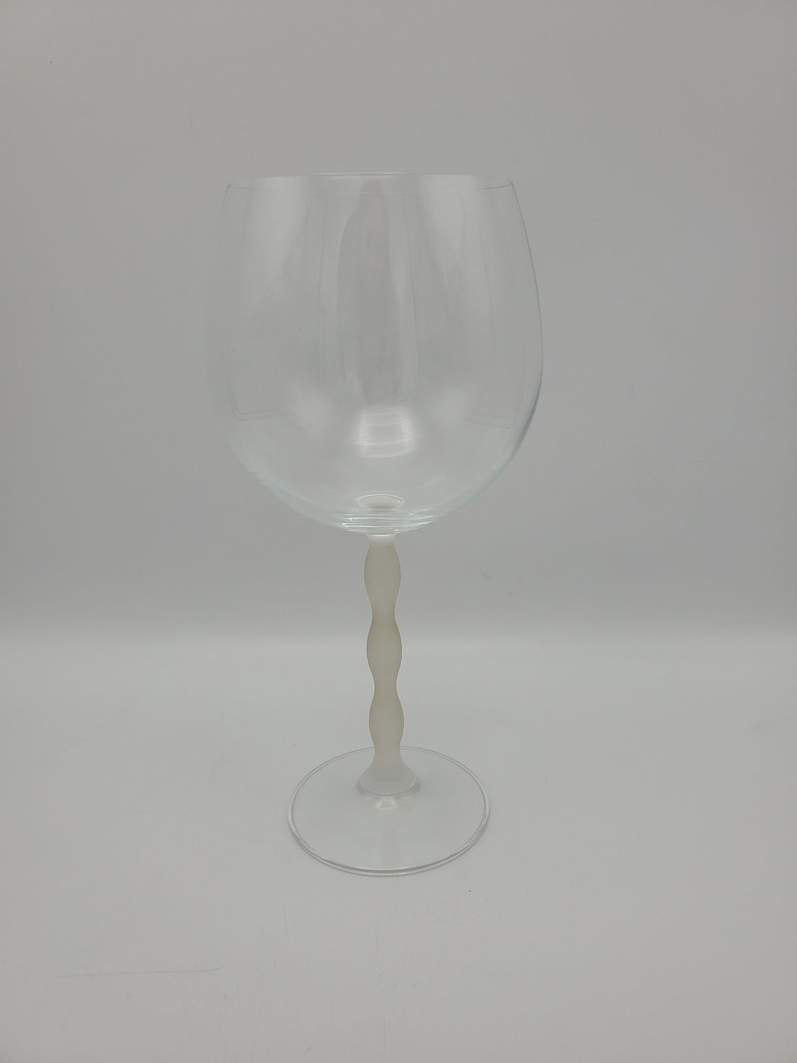 2 Frosted Balloon Stem Wine Glasses