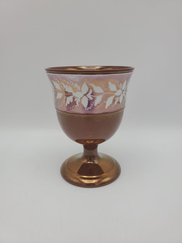 Pink white leaves copper lustr chalice
