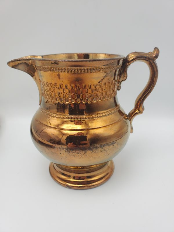 Copper Lusterware Antique Checkered Creamer