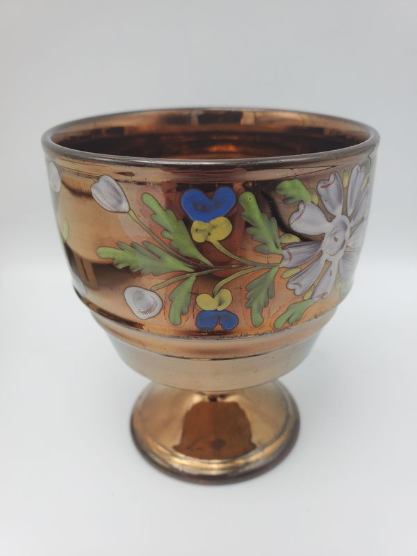 Copper lustre floral chalice