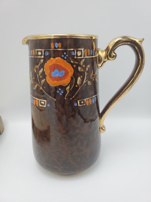Gibson&#39;s gold trim floral pitcher