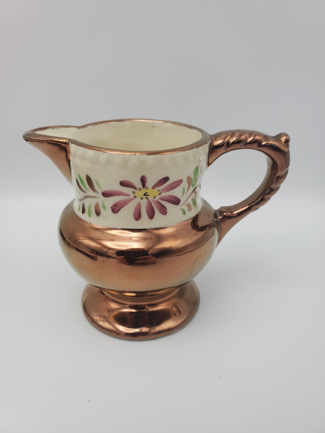 Copper floral white top creamer