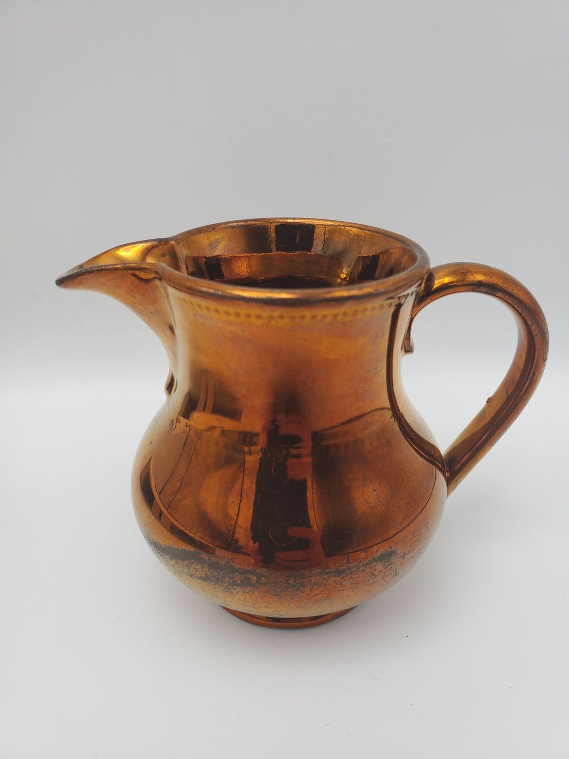 Antique English Solid Copper Lusterware Mini Creamer