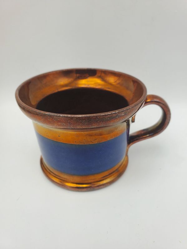 Copper lustre antique solid blue band cup