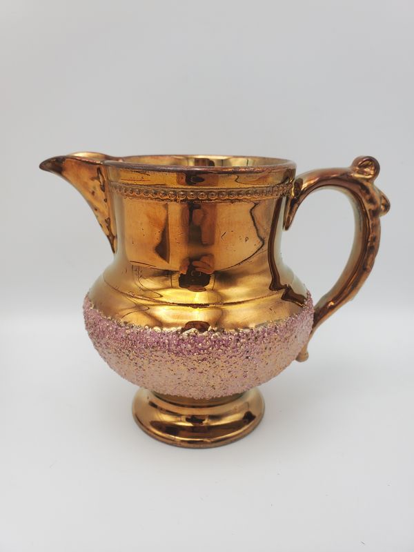 Copper lustre antique pink sand band creamer