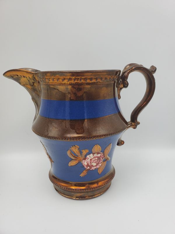 Copper lustre antique rose pitcher