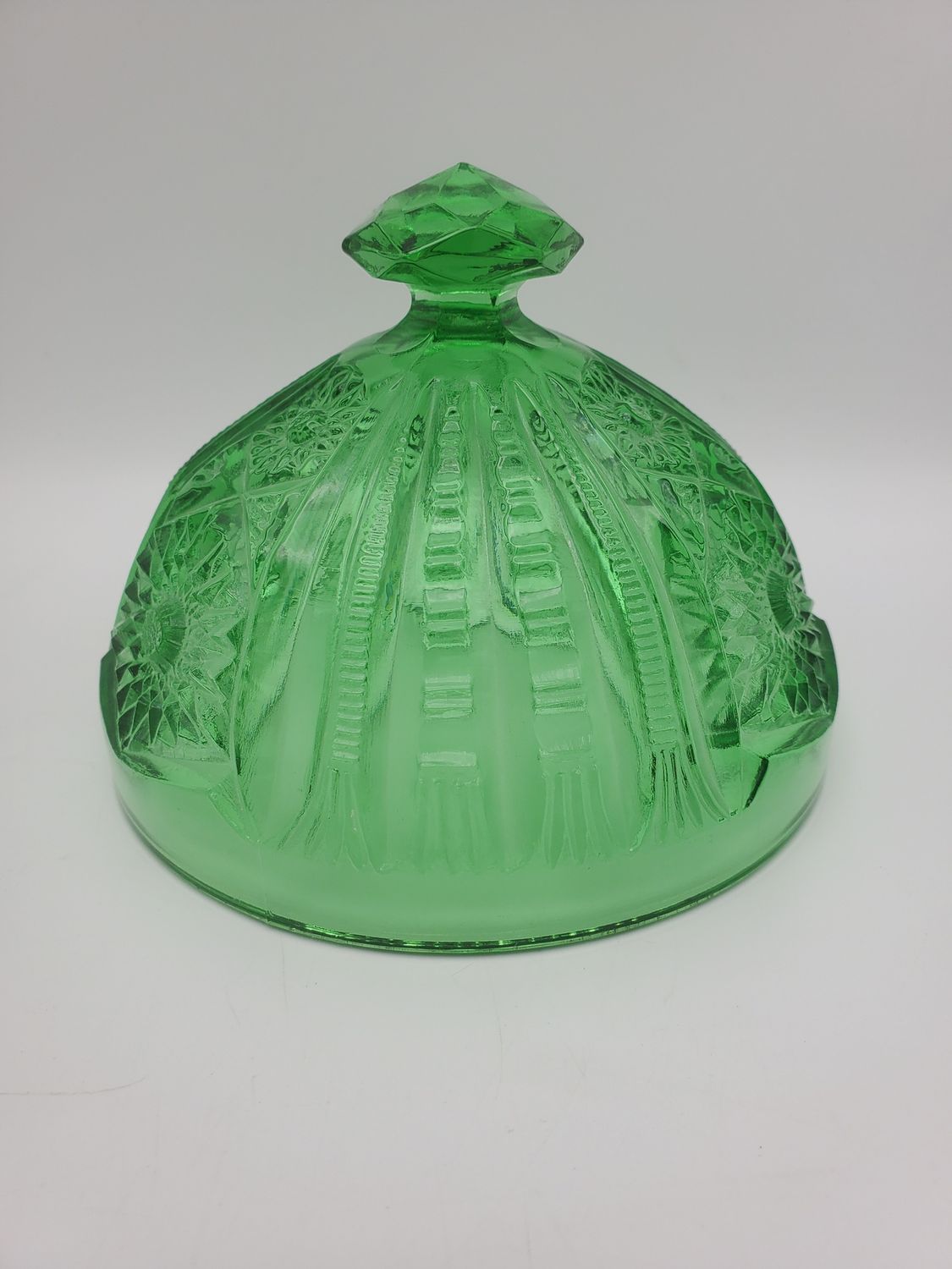 Vintage Green Pressed Glass Dome