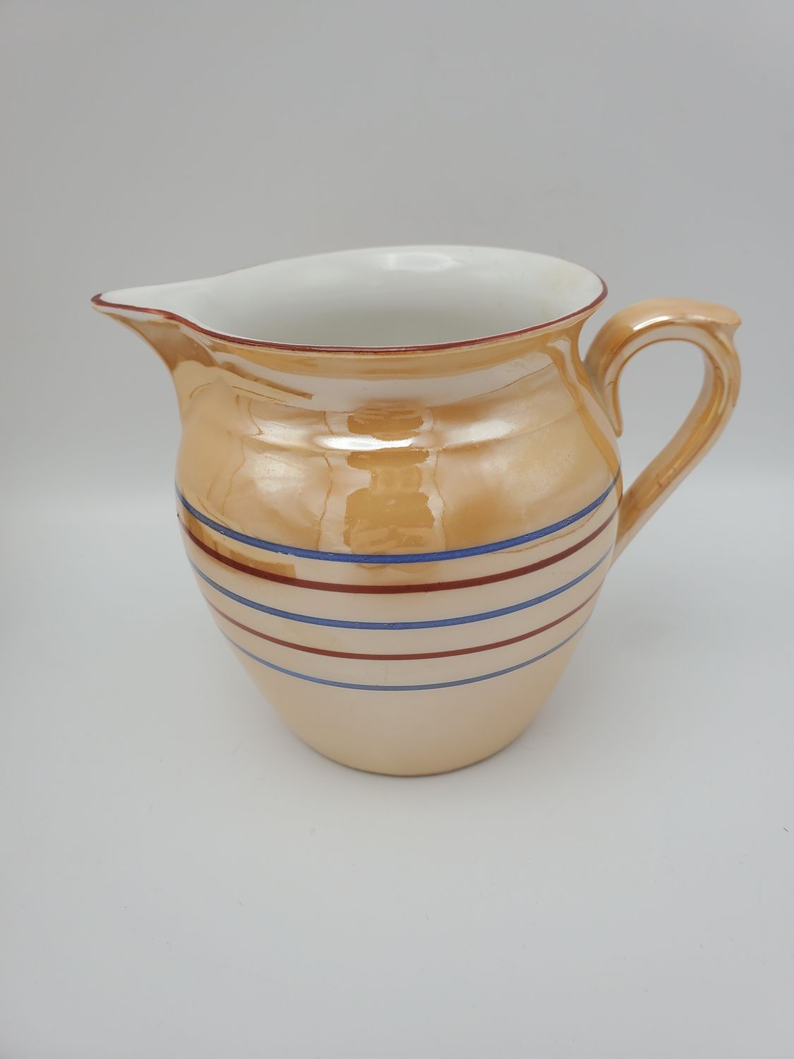 Peach Czech lustre striped creamer