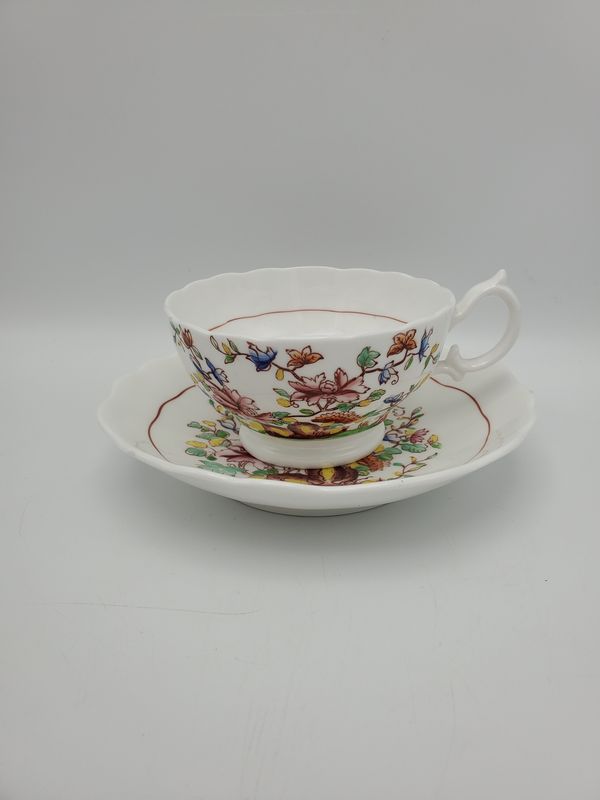 White with flowers teacup