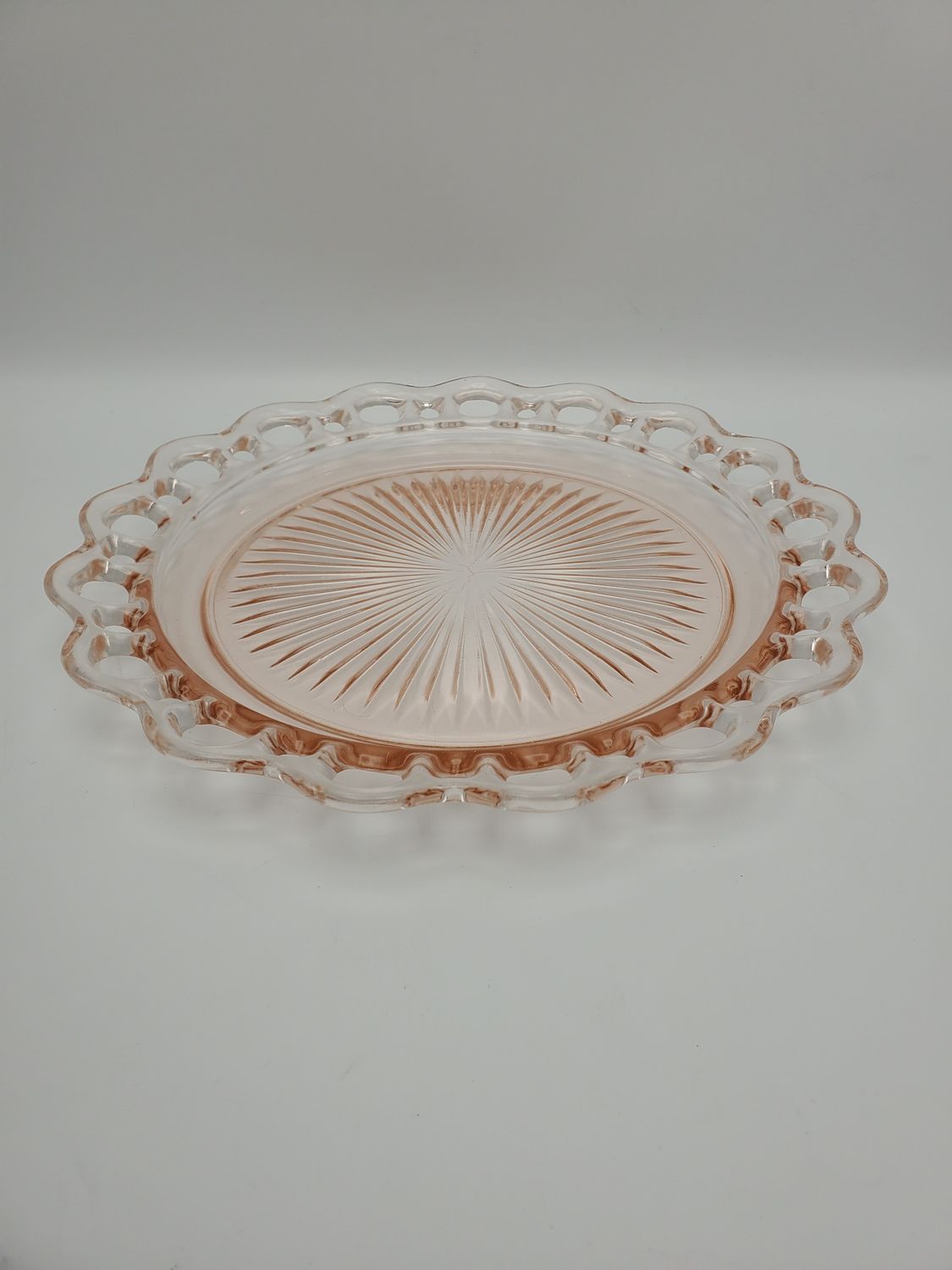 Anchor Hocking Old Colony Lace Edge Pink Depression Glass Plate/Tray