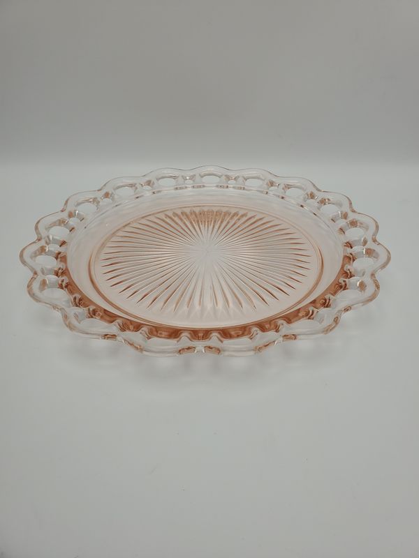 Anchor Hocking Old Colony Lace Edge Pink Depression Glass Plate/Tray