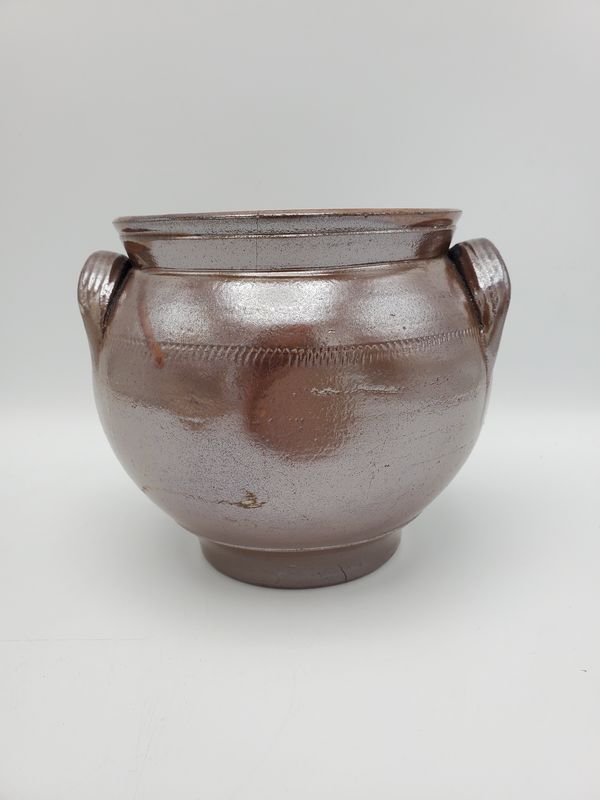 Glazed lidless stoneware pot 5in