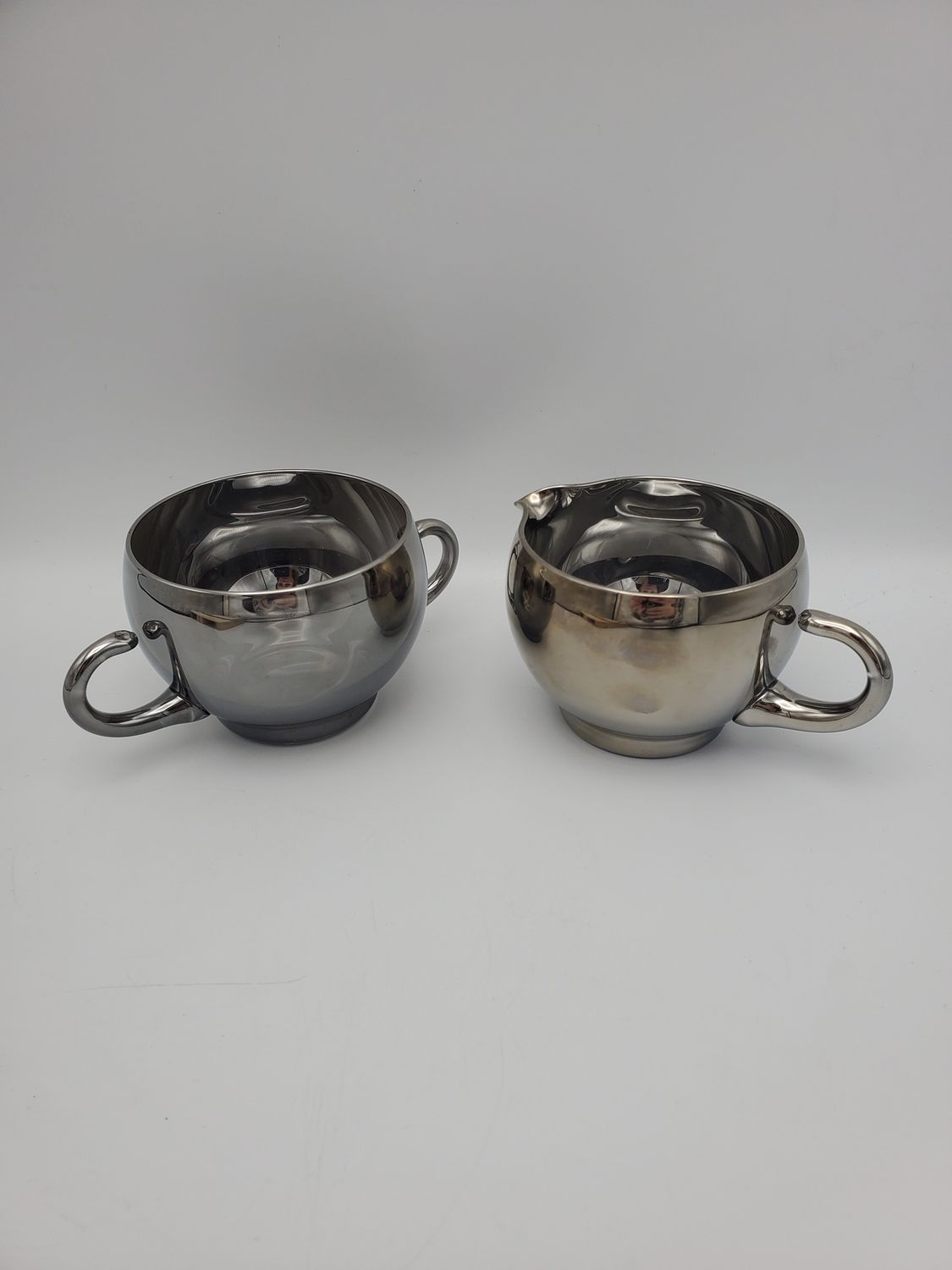 Chrome cream and sugar set