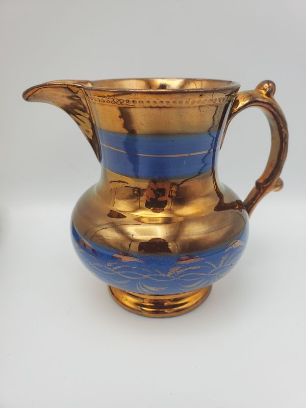 Copper Antique Lustre Dbl Blue Creamer