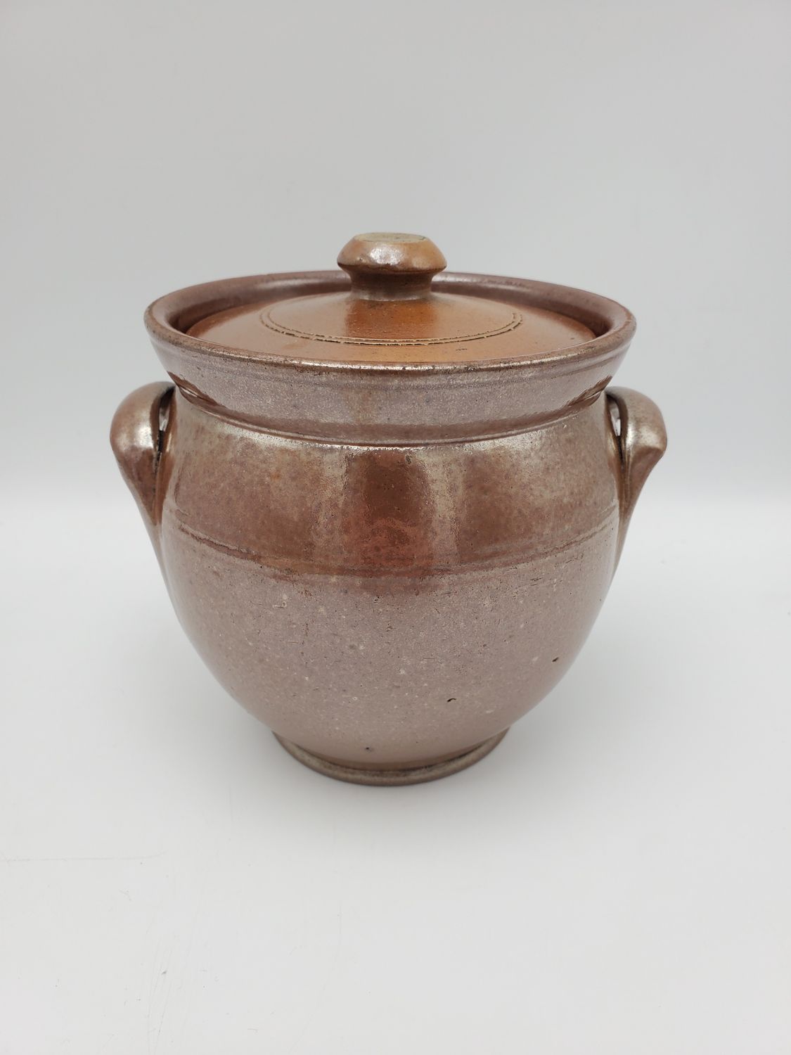 Glazed Lidded Stoneware Pot
