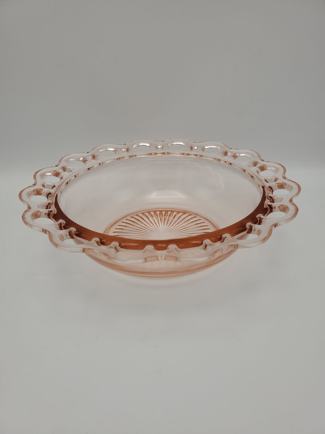 Anchor Hocking Old Colony Lace-Edge Pink Depression Glass Bowl