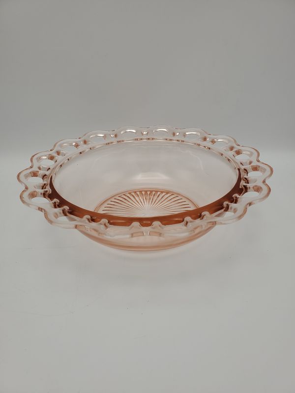 Anchor Hocking Old Colony Lace-Edge Pink Depression Glass Bowl