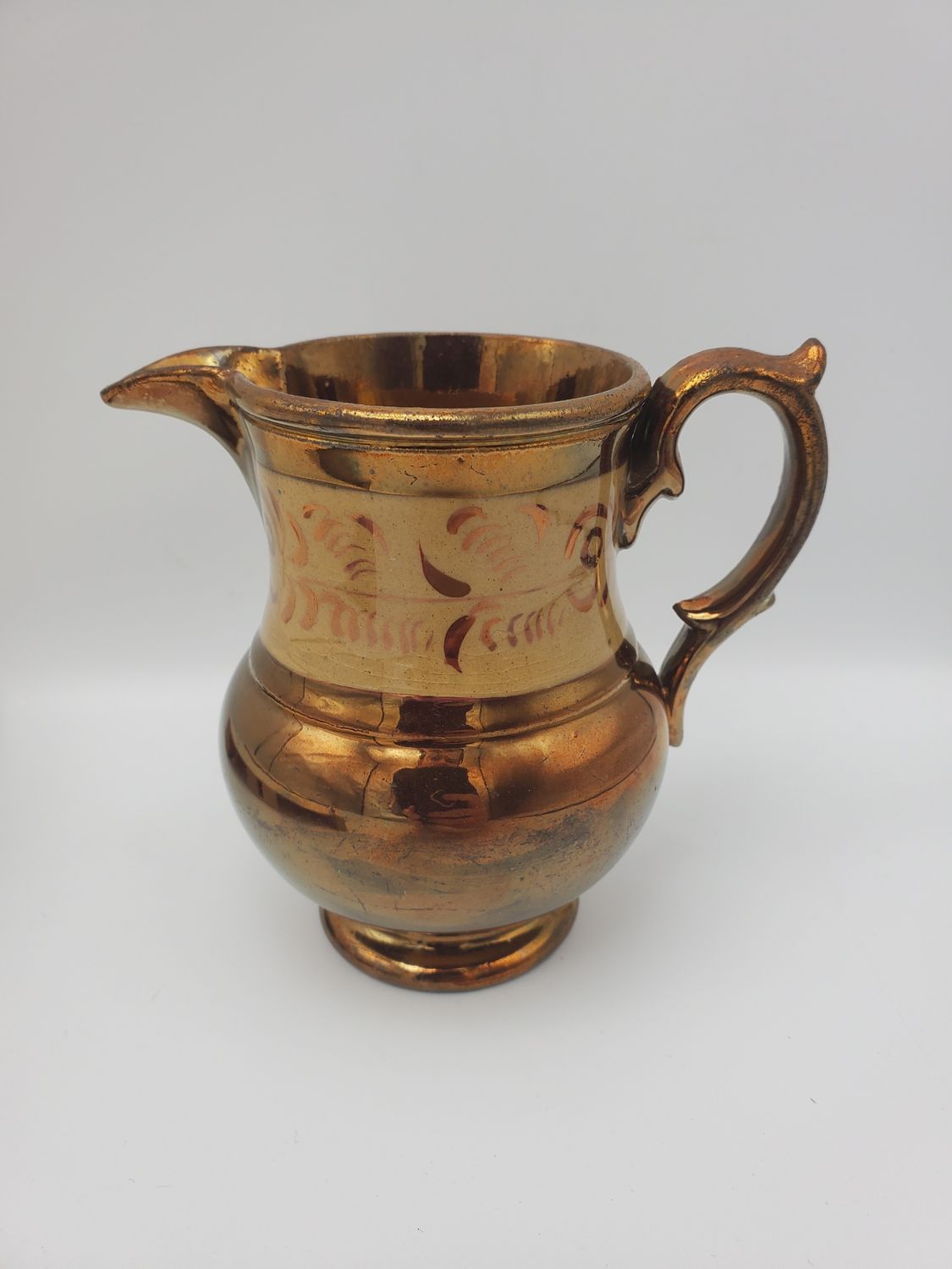 Copper antique lustre tan floral band creamer