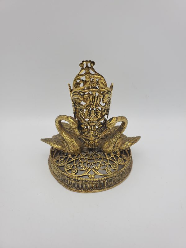 Ornate Filigree Vintage Swan Vase