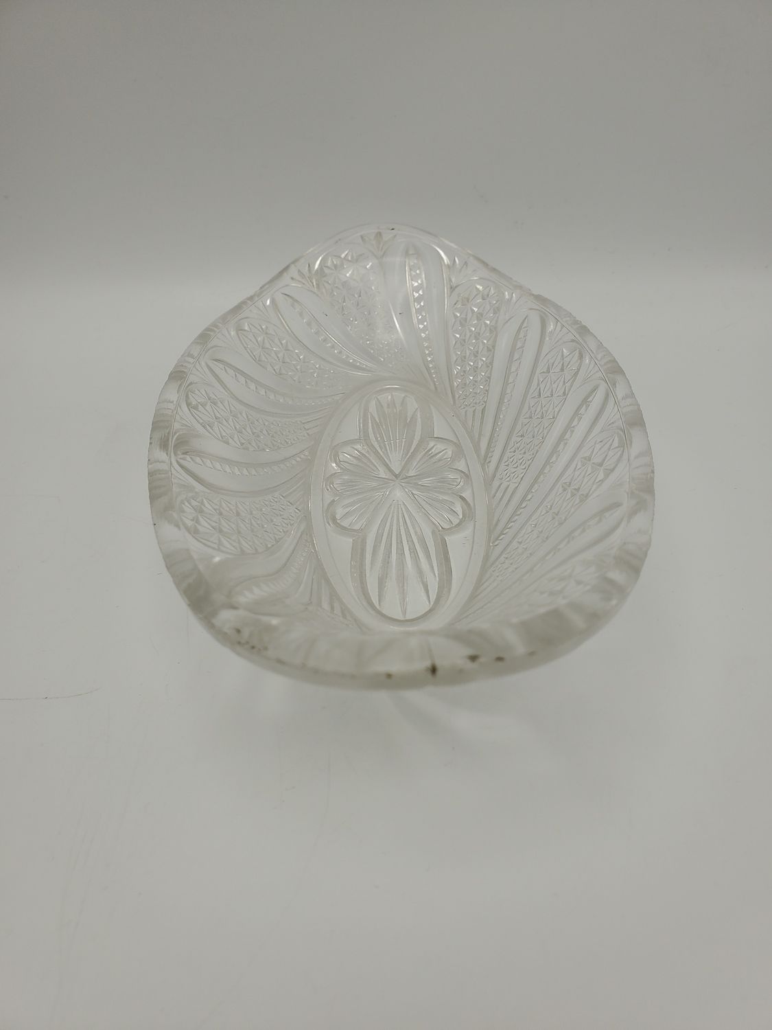 Vintage EAPG Feather Pressed Glass Oval Relish Dish