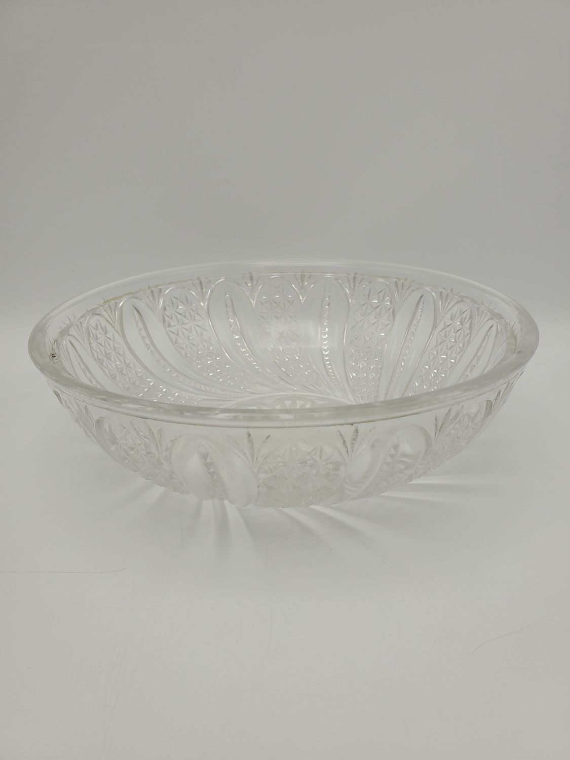 Vintage EAPG Feather Pressed Glass Serving Bowl