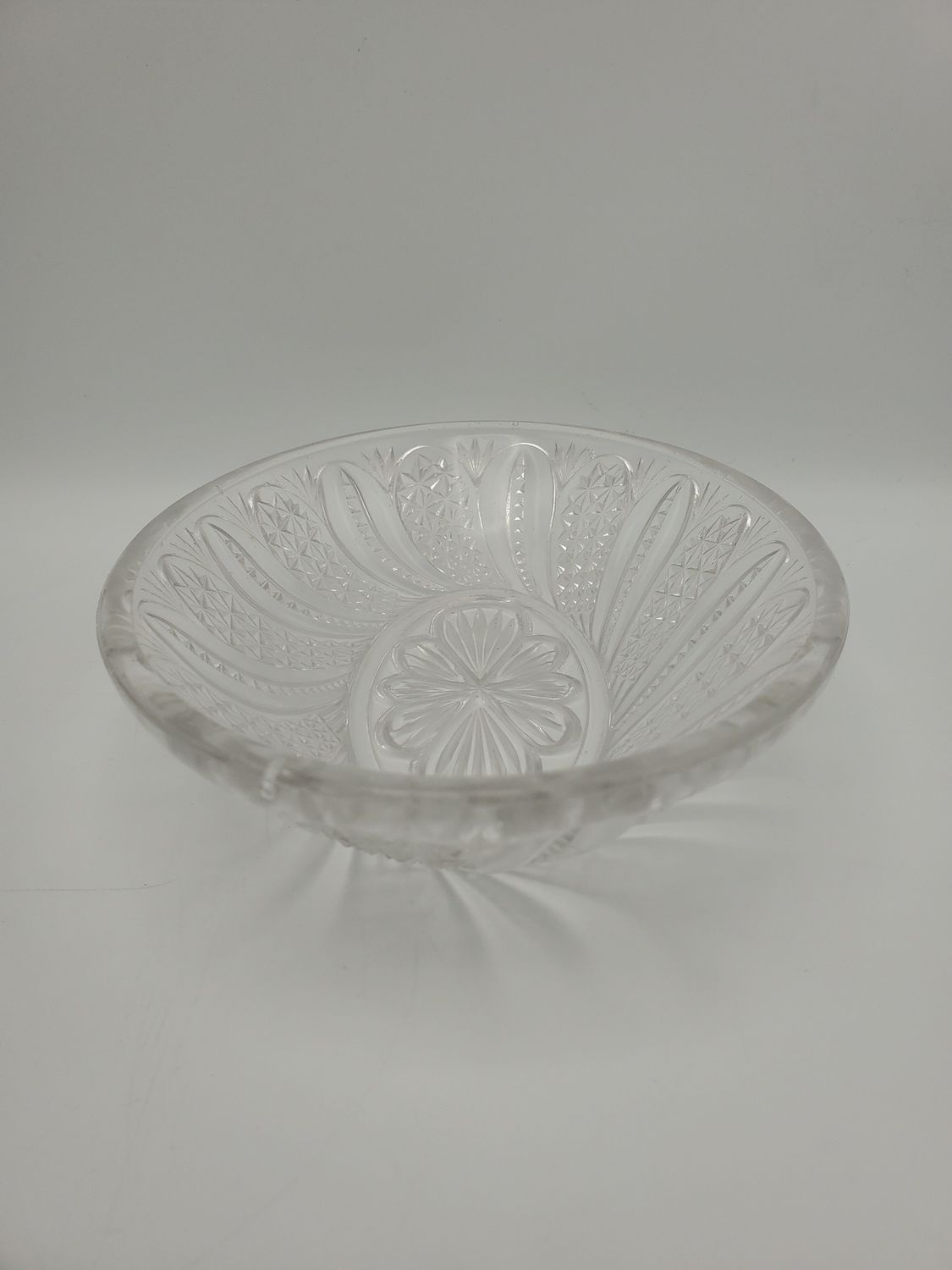 EAPG Feather Large Oval Glass Serving Bowl