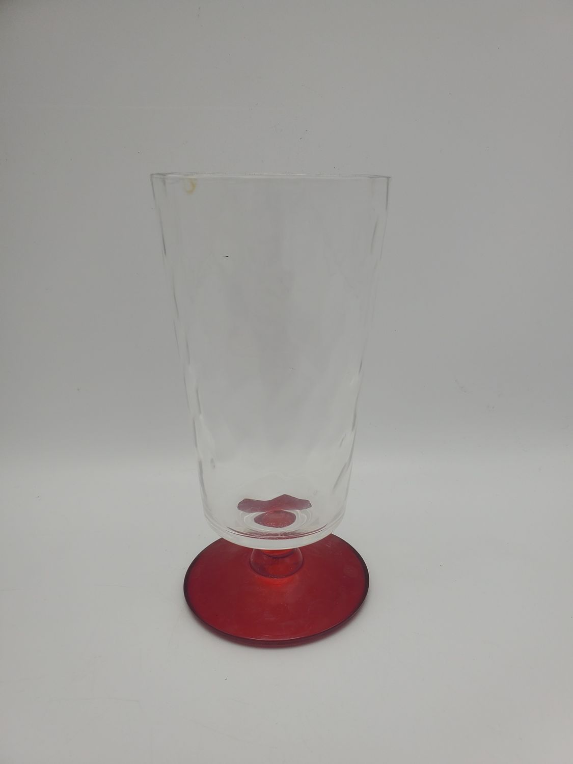 Vintage Clear Dimpled Ruby-Red Foot Juice Goblet