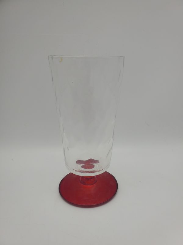 Vintage Clear Dimpled Ruby-Red Foot Juice Goblet
