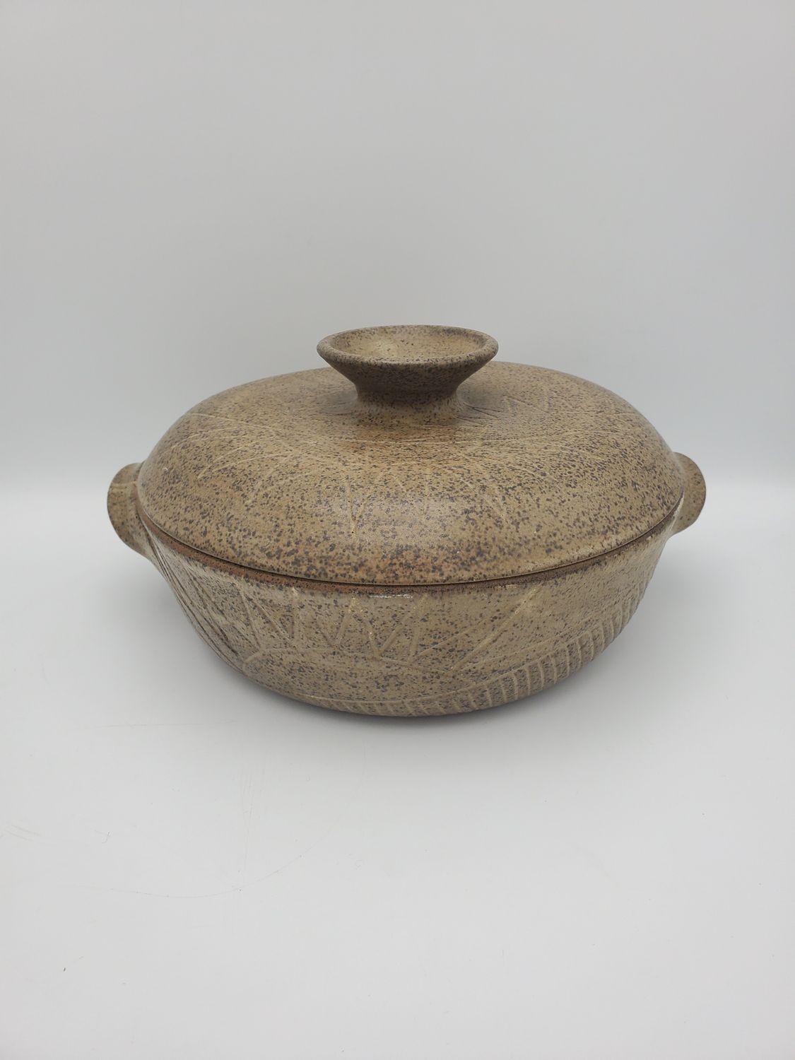 Handcrafted Vintage Stoneware Casserole Dish w/Lid