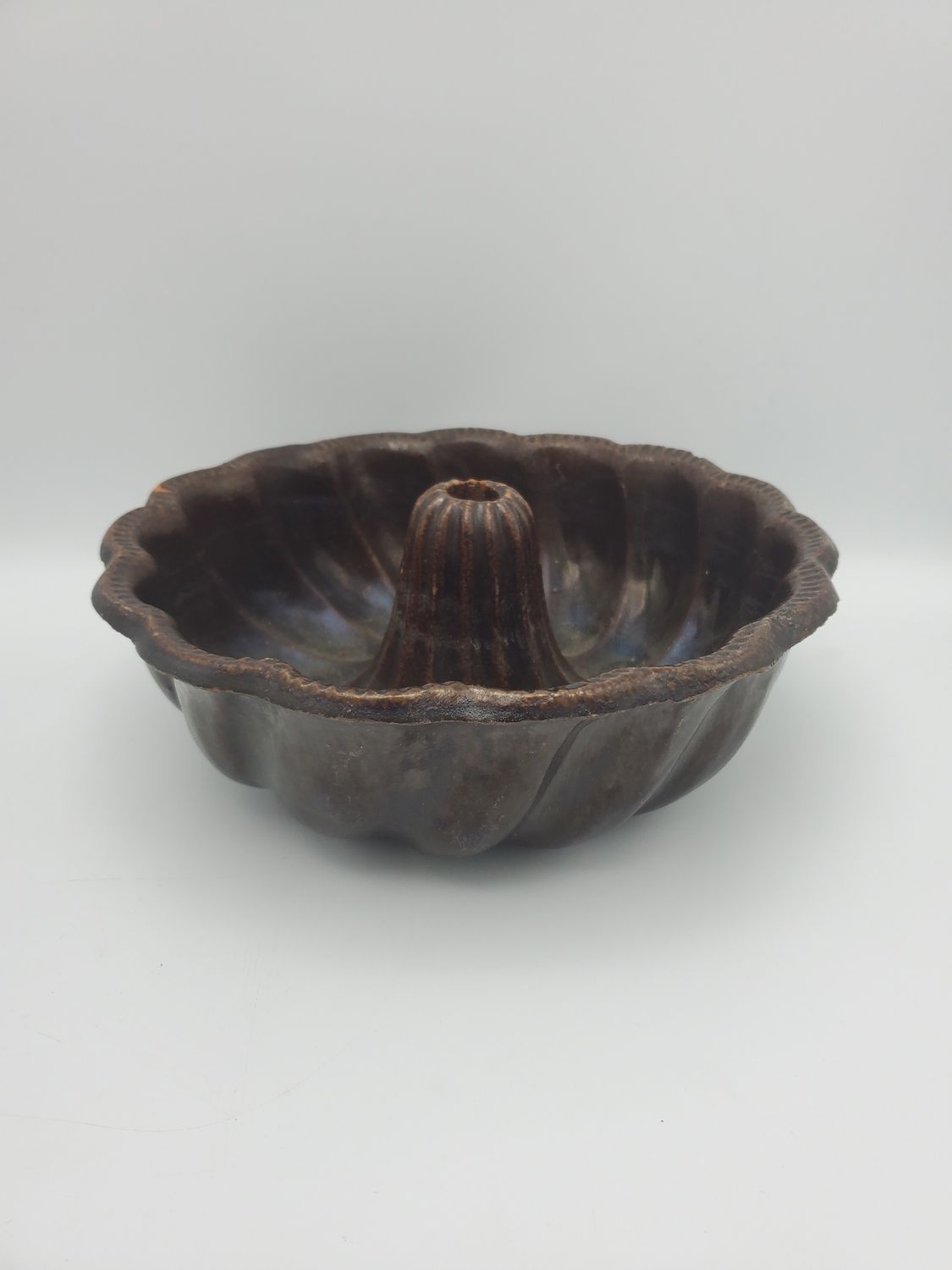 Brown Glazed Stoneware Antique Kugelhopf
