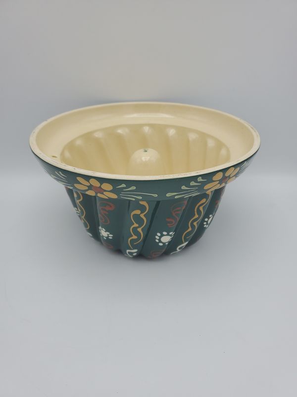 Hand-Painted Vintage Ceramic Gugelhupf Mold