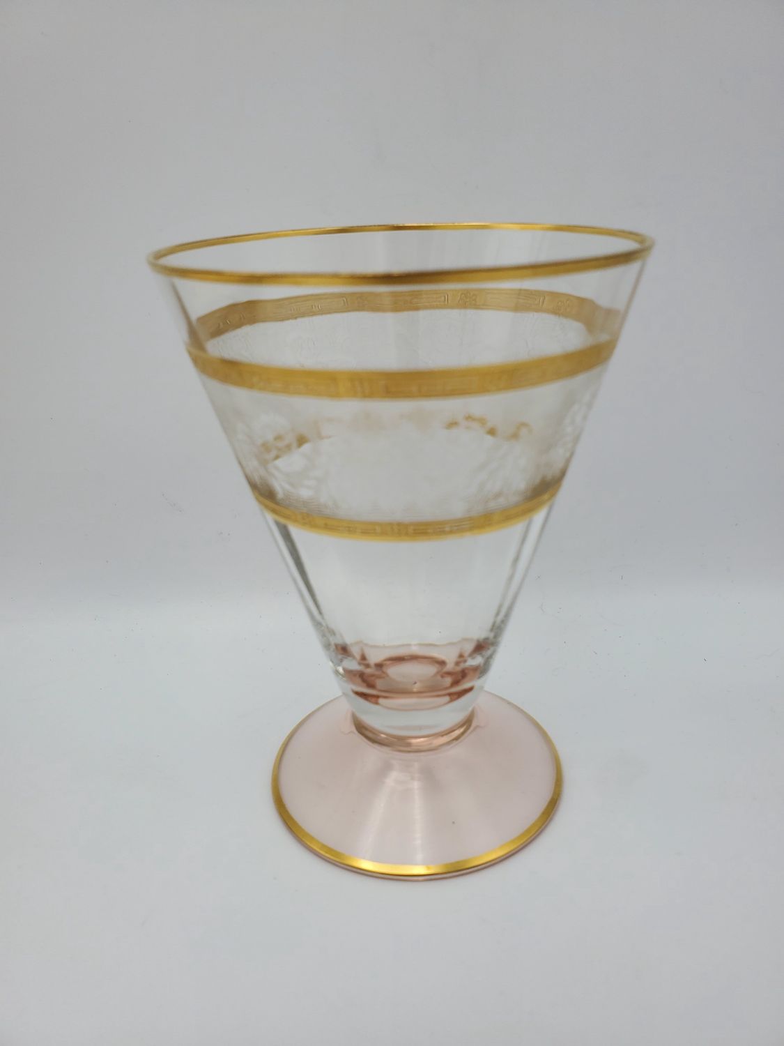 Vintage Gold Encrusted Etched Goblet / Sherry Glass