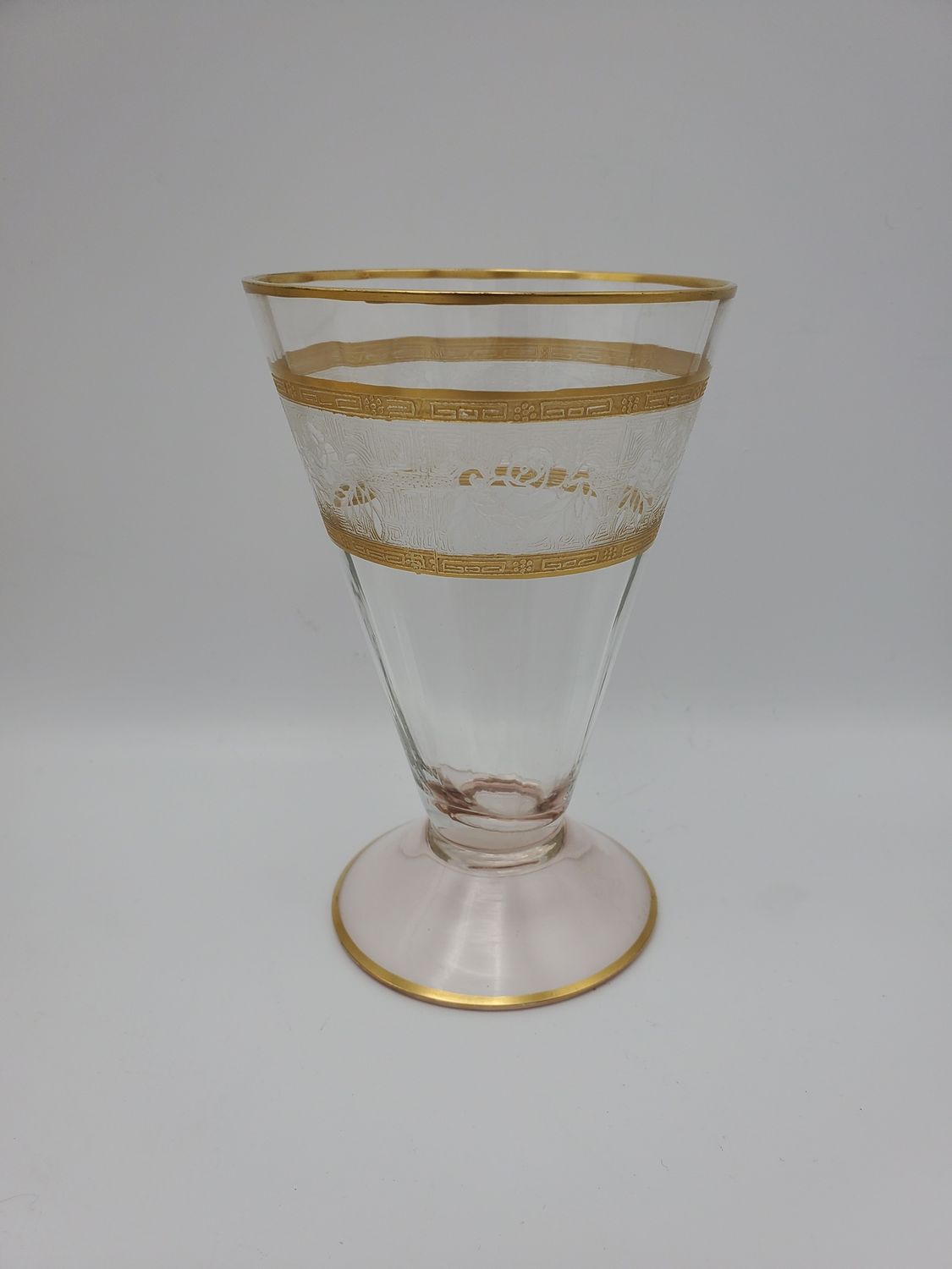 2 Gold Encrusted Etched Cocktail Stem