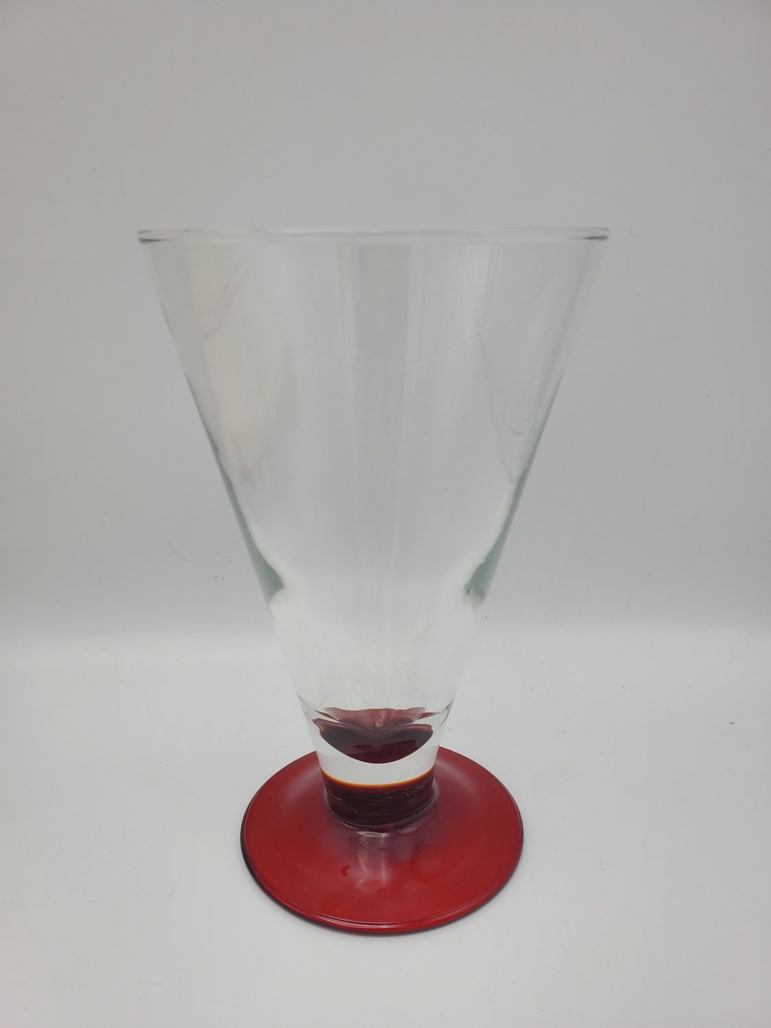 Vintage Clear &amp; Ruby-Red Footed Cone Goblet