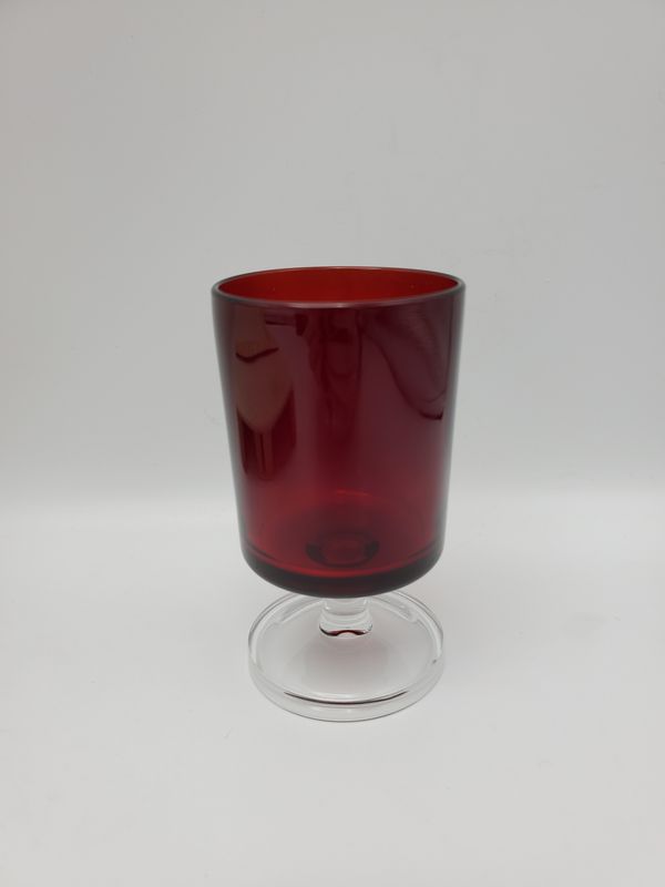 6 Arcoroc France Red Small Clear Foot Glass