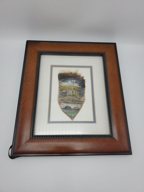Framed Hand-Painted Feather Art