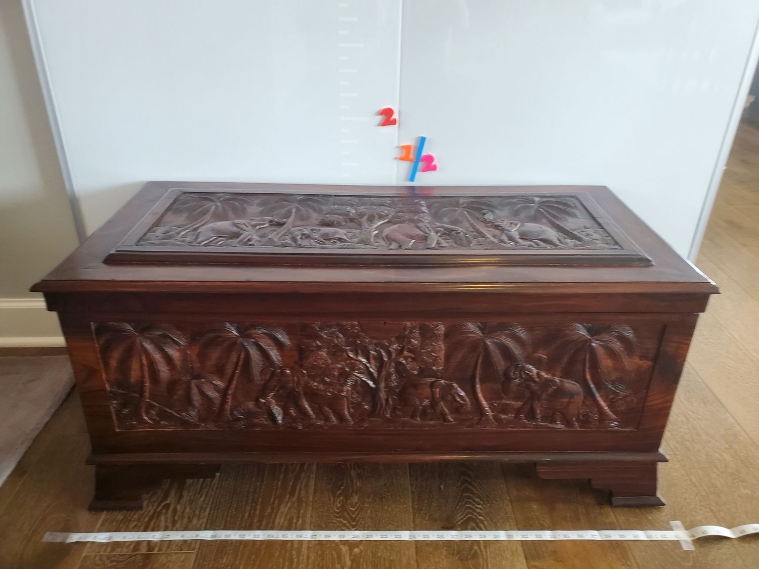 Hand-Carved Vintage Elephant Jungle Wood Trunk
