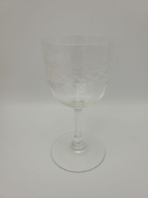 Etched Vint Crystal Wine Glasses Set of 4